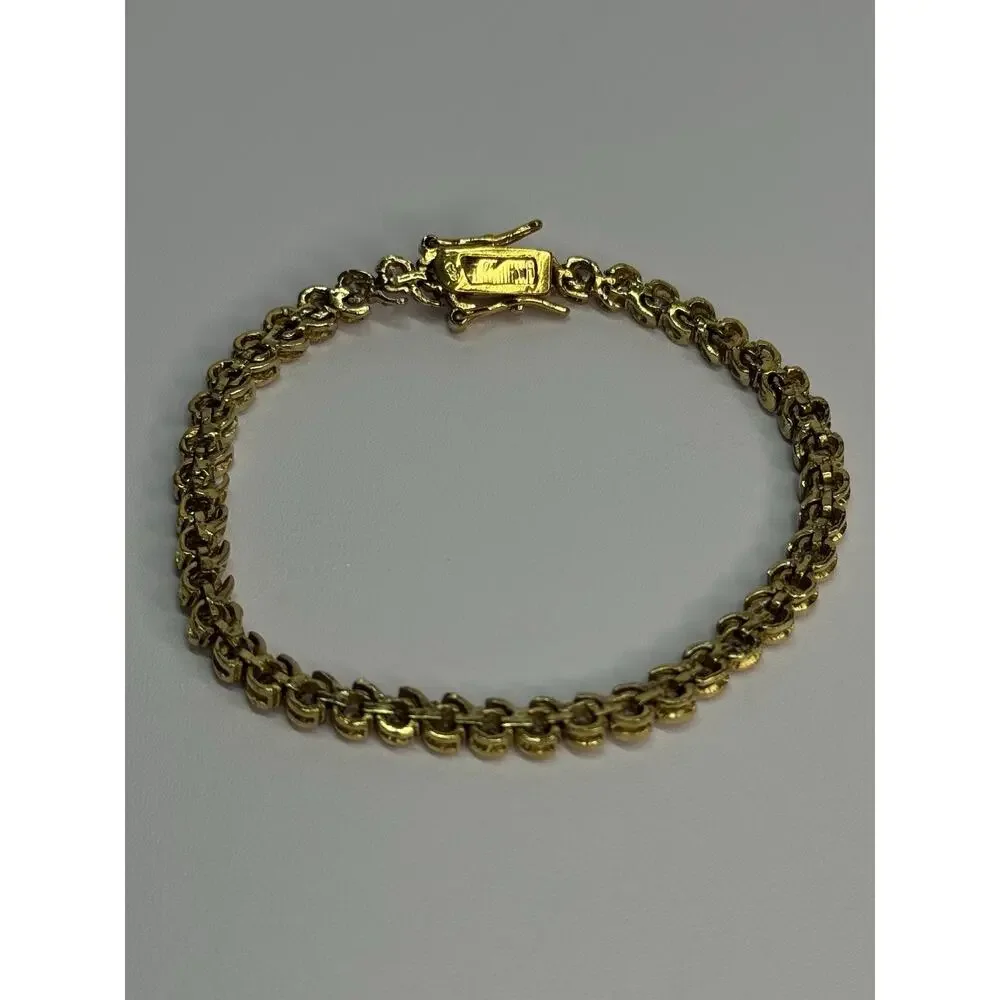 925 Sterling Silver Gold Plated CZ Bracelet Length 7 Inch